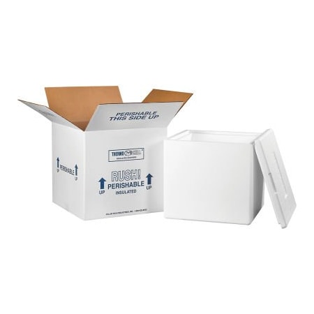 The Packaging Wholesalers Foam Insulated Shipping Kit, 13"L x 13"W x 12-1/2"H, White 240C